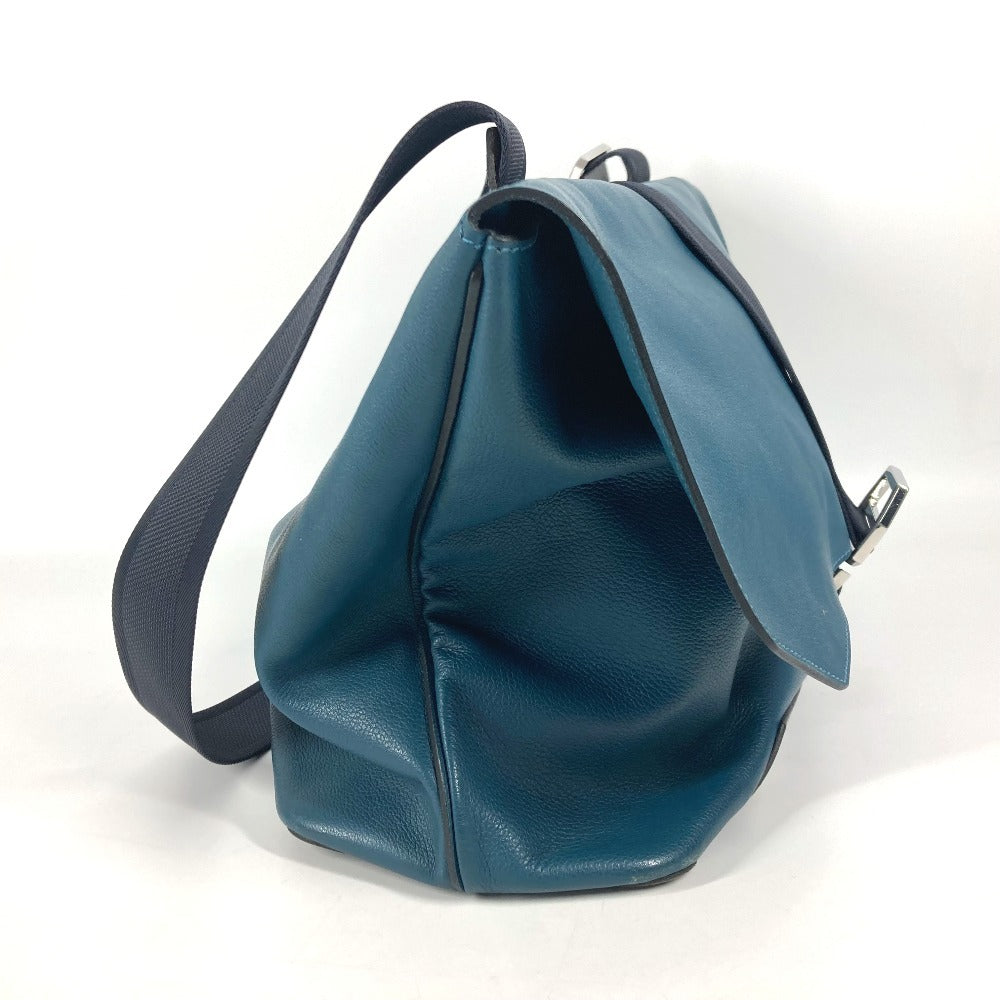 HERMES Shoulder Bag leather Blue type flap City slide