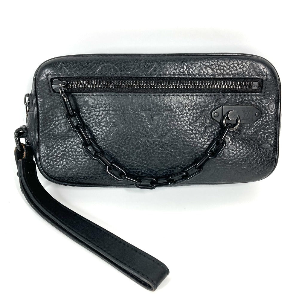 LOUIS VUITTON Clutch bag Taurillon Clemence Leather black Monogram Taurillon Clemence Chain Pochette Volga