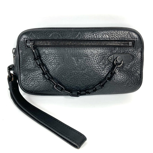 LOUIS VUITTON Clutch bag Taurillon Clemence Leather black Monogram Taurillon Clemence Chain Pochette Volga