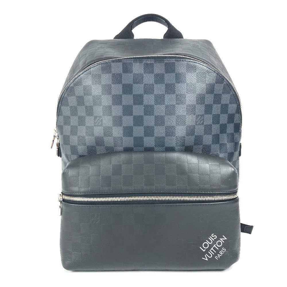 LOUIS VUITTON Backpack Damier Infini Leather , Damier Graphite Canvas black Damier Squared Discovery Backpack PM