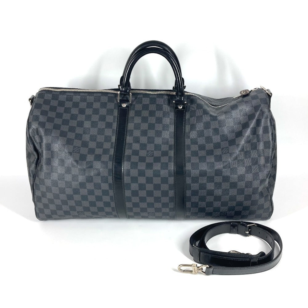 LOUIS VUITTON Boston Duffel bag Damier Grafitto Canvas black Damier Grafitte Keepall bandouliere55