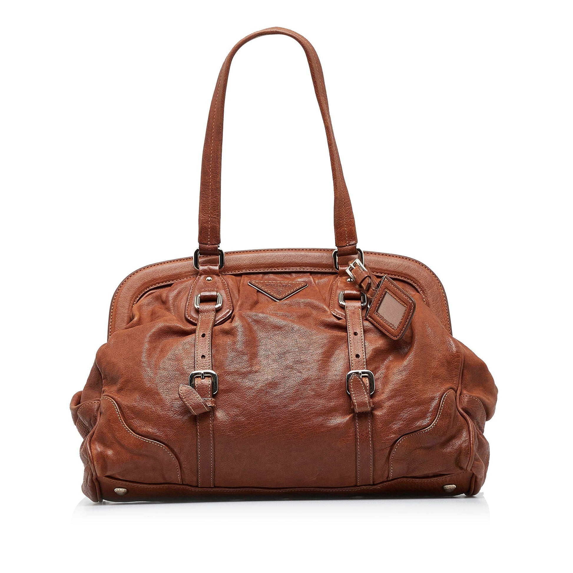 Prada Frame Leather Tote Bag
