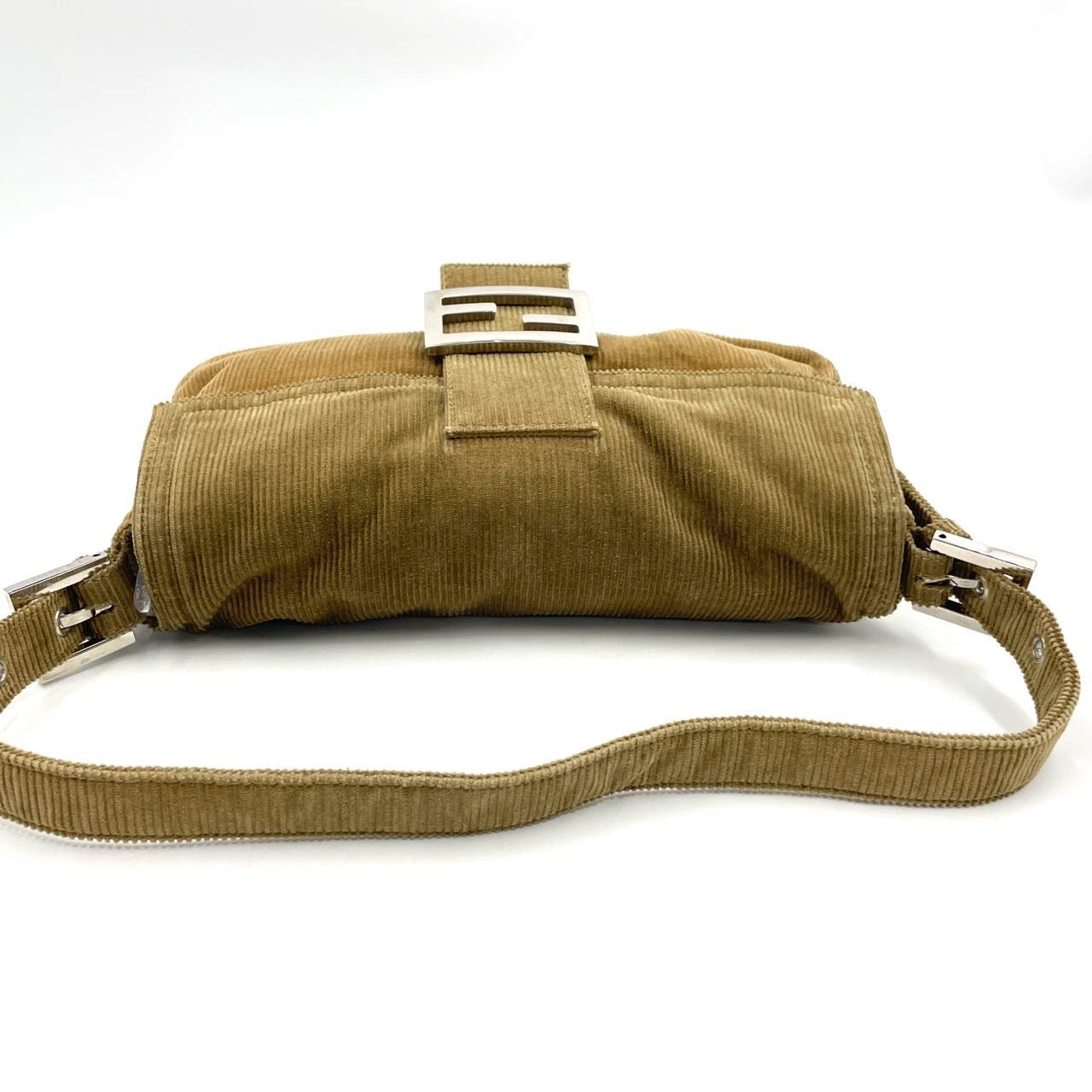 FENDI Baguette Corduroy Beige Brown Shoulder Bag