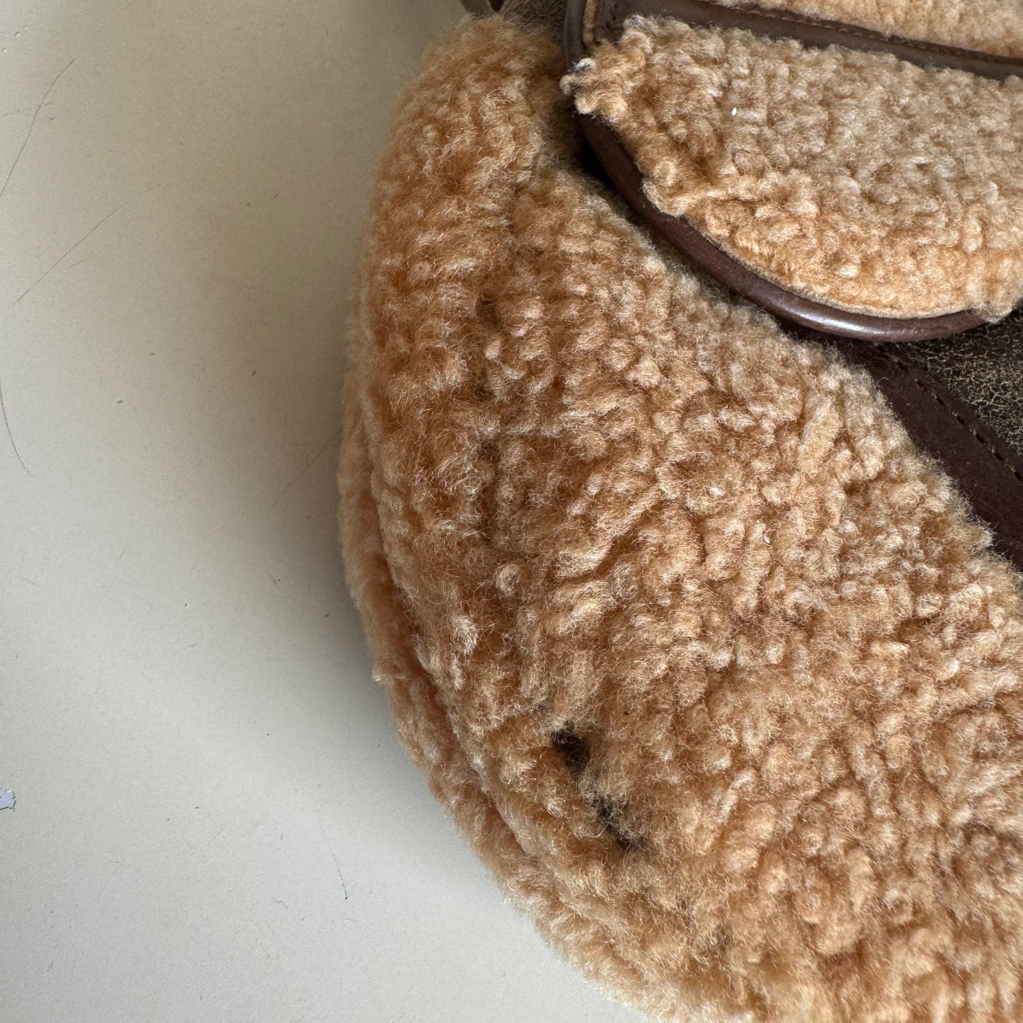 Dior Saddle Shoulder Bag Shearling Brown and While