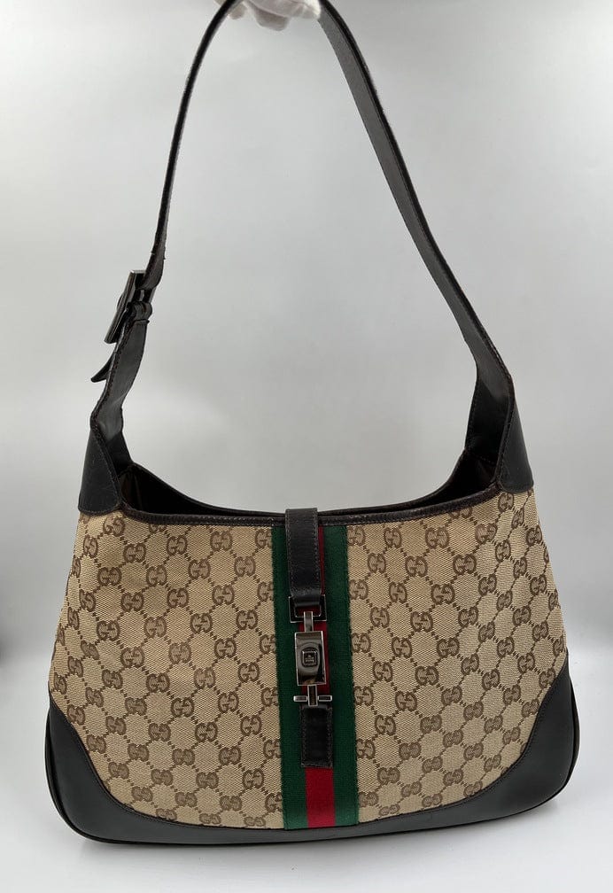 Gucci Jackie Leather Canvas Shoulder Bag Style 18