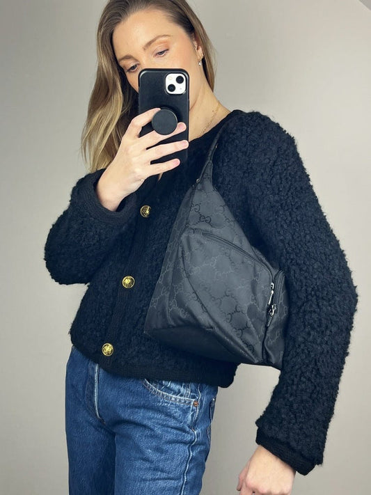 Gucci Leather Nylon Shoulder Bag Style 5