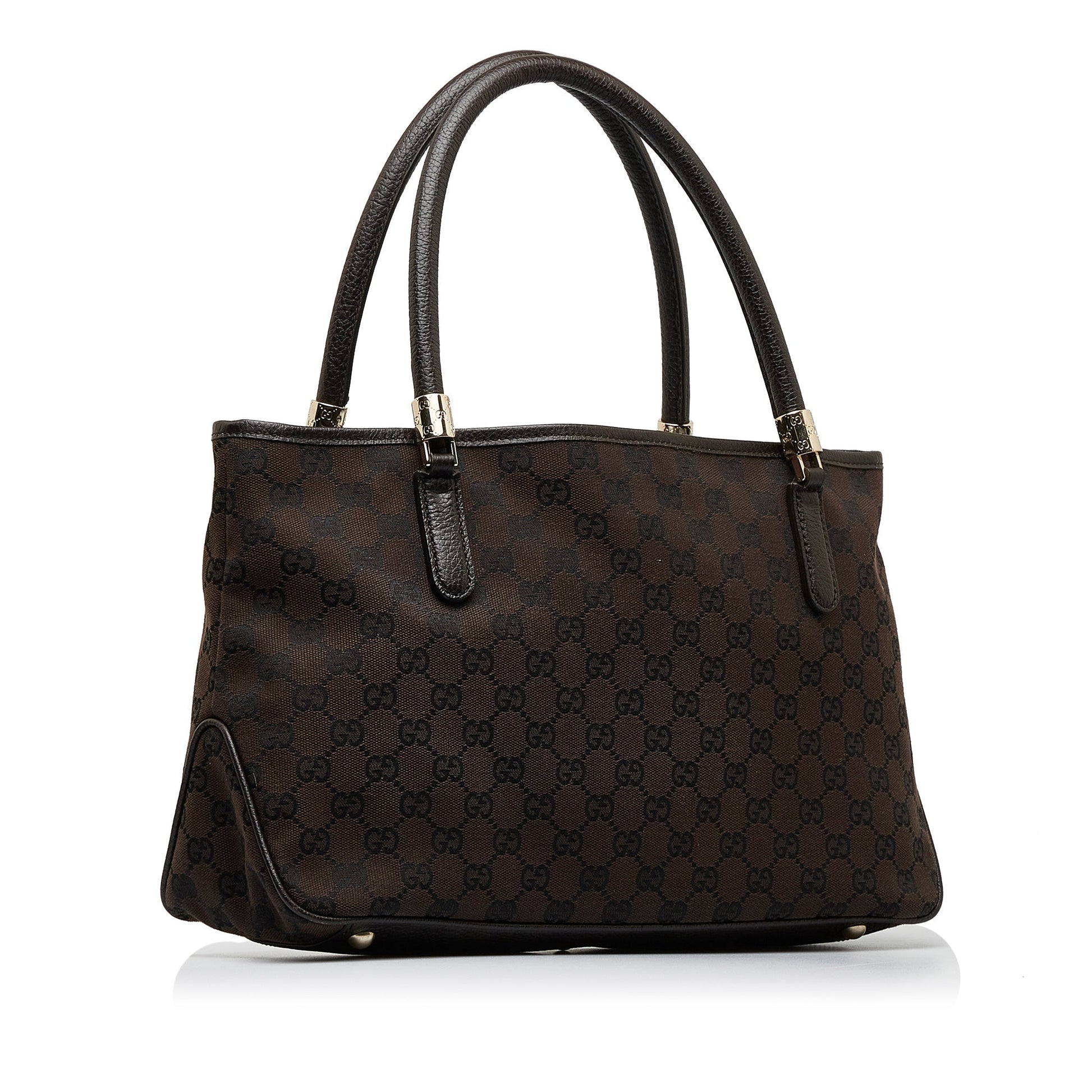 Gucci Brown Leather Canvas Tote Style 20