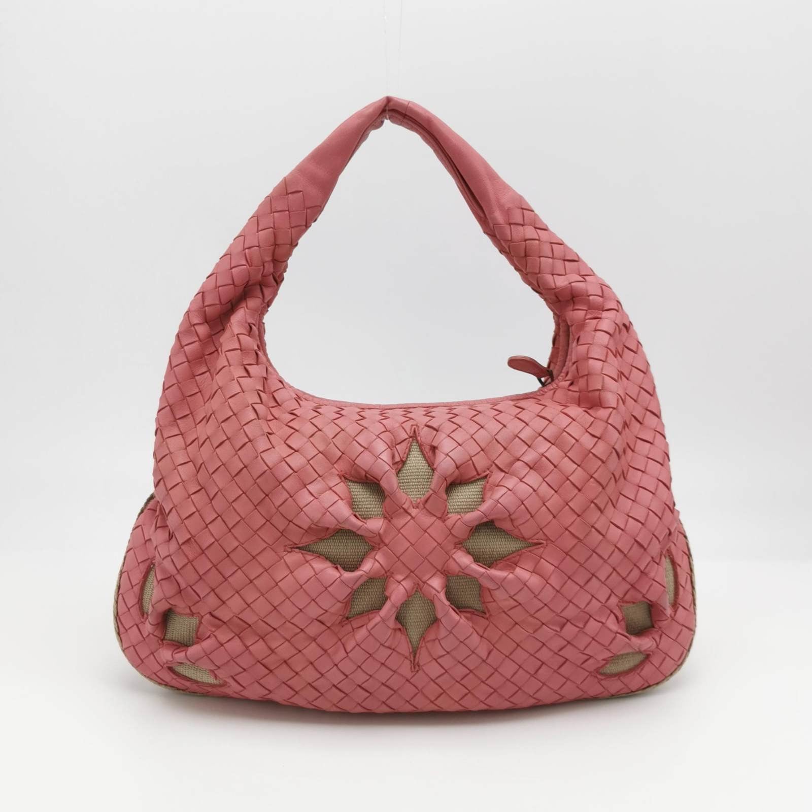 Bottega Veneta Intrecciato Hobo Bag Cherry Blossom Pink Flower Cutout Medium 40cm