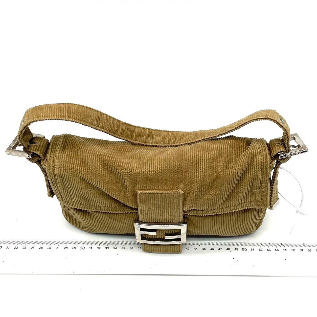FENDI Baguette Corduroy Beige Brown Shoulder Bag