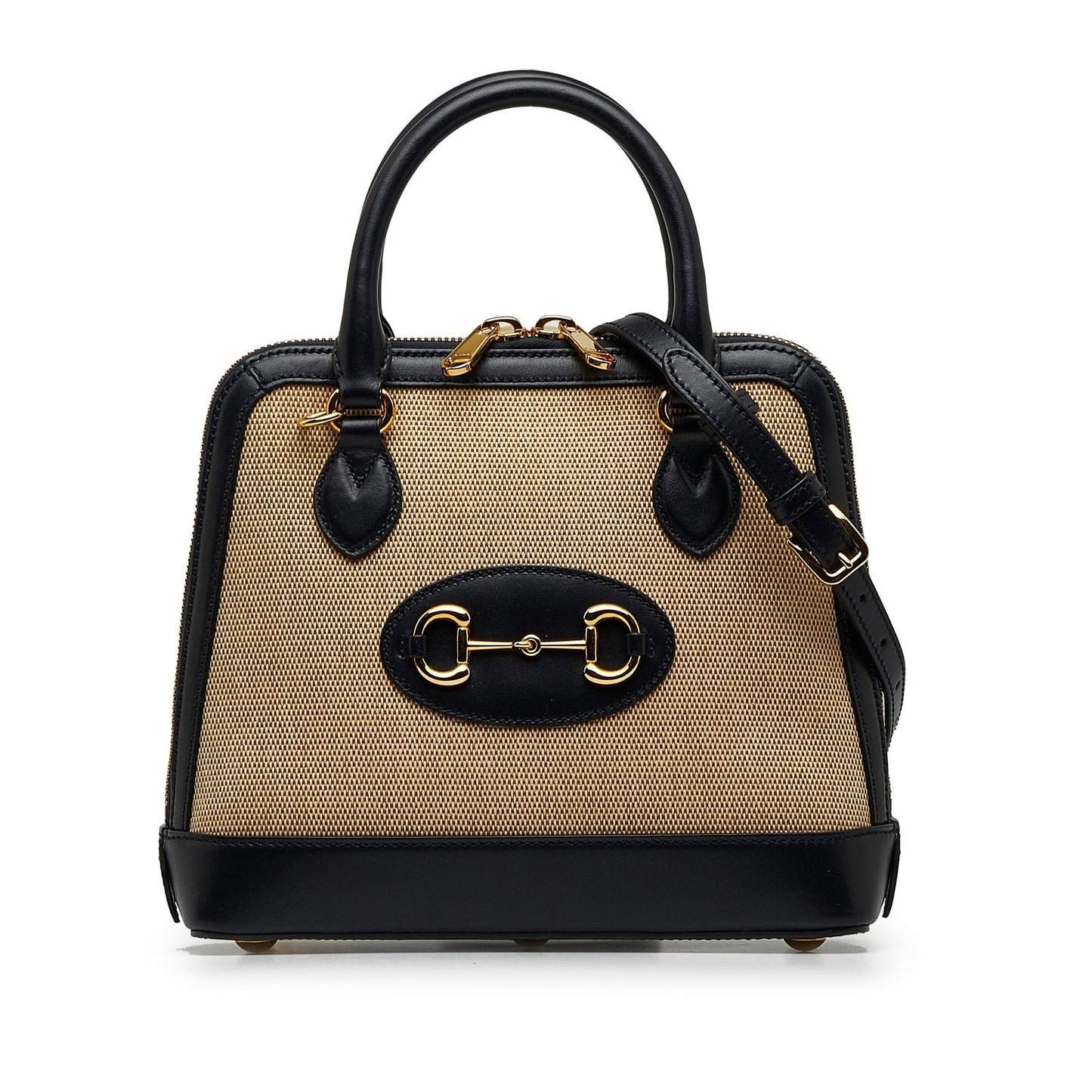 Gucci Horsebit Leather Canvas Shoulder Bag Style 2