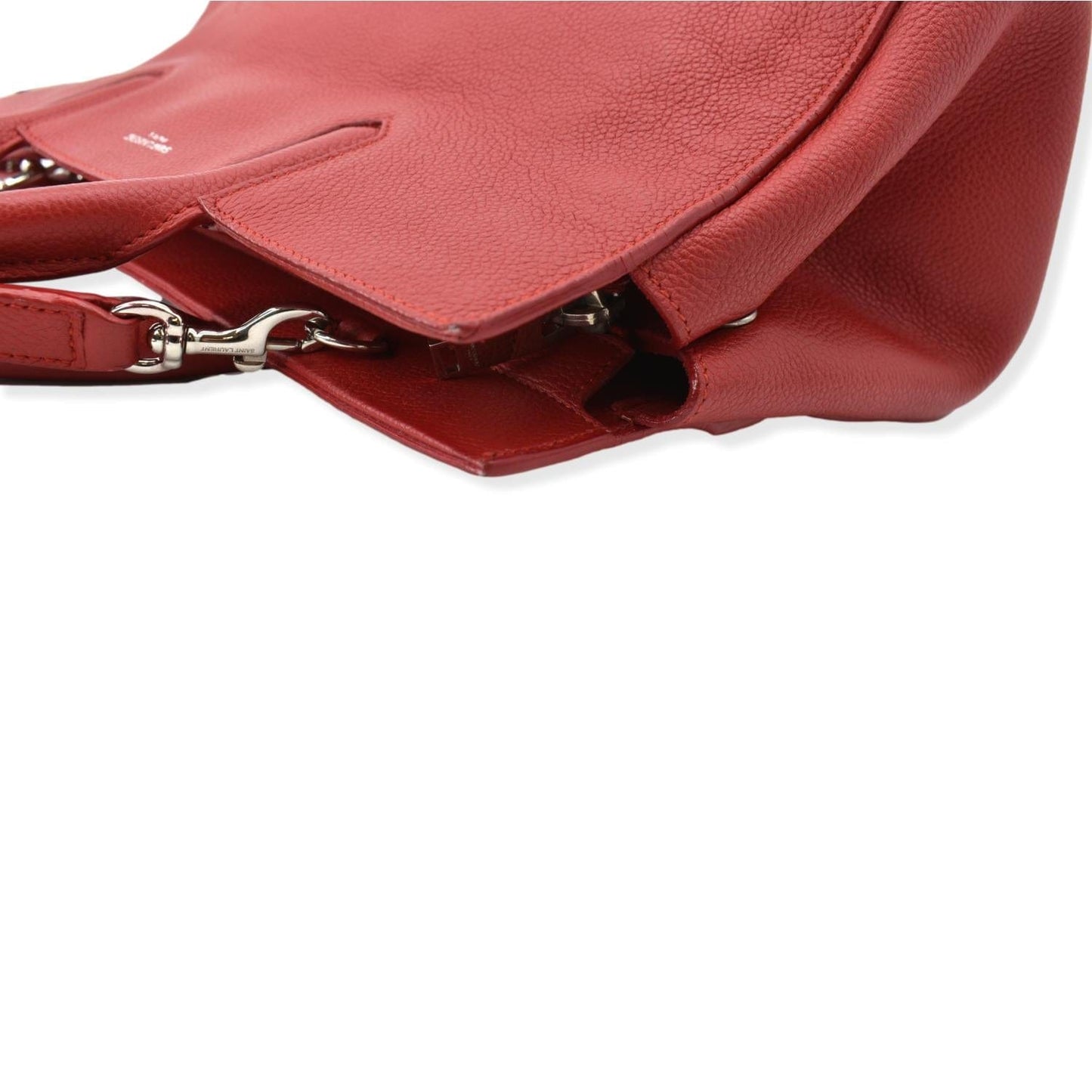 SAINT LAURENT Cabas Rive Gauche Leather Small Satchel Bag Red