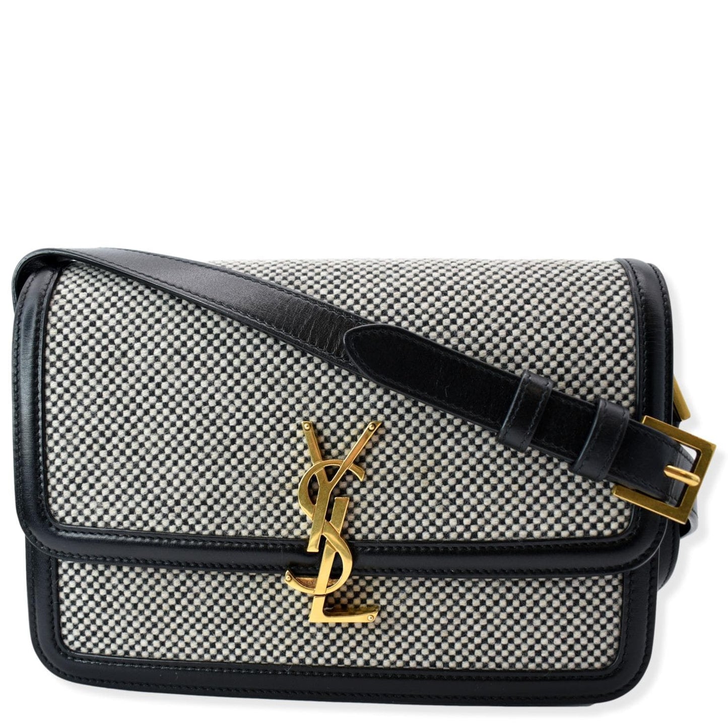 Saint Laurent Solferino Medium Canvas and Leather Shoulder Bag White