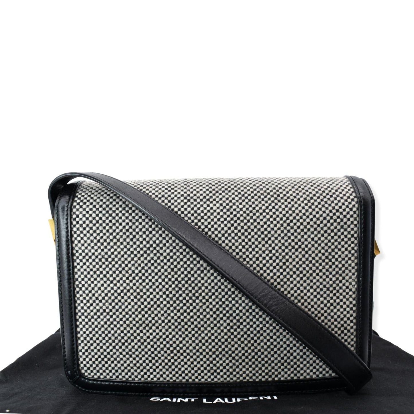 Saint Laurent Solferino Medium Canvas and Leather Shoulder Bag White