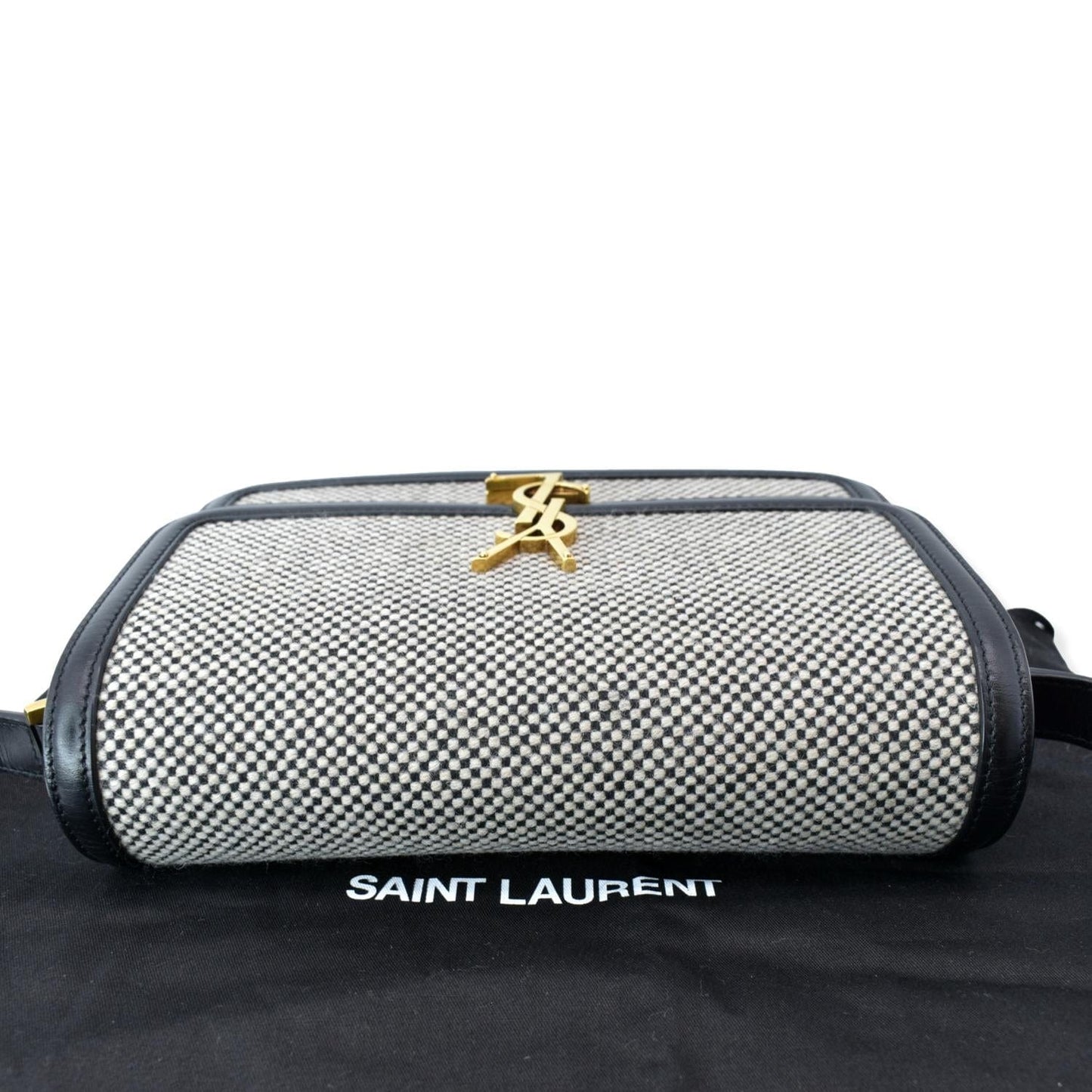 Saint Laurent Solferino Medium Canvas and Leather Shoulder Bag White
