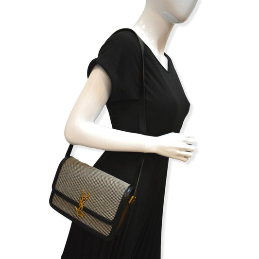 Saint Laurent Solferino Medium Canvas and Leather Shoulder Bag White