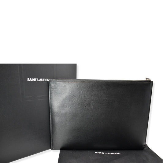 Saint Laurent Grain Leather Pouch Black