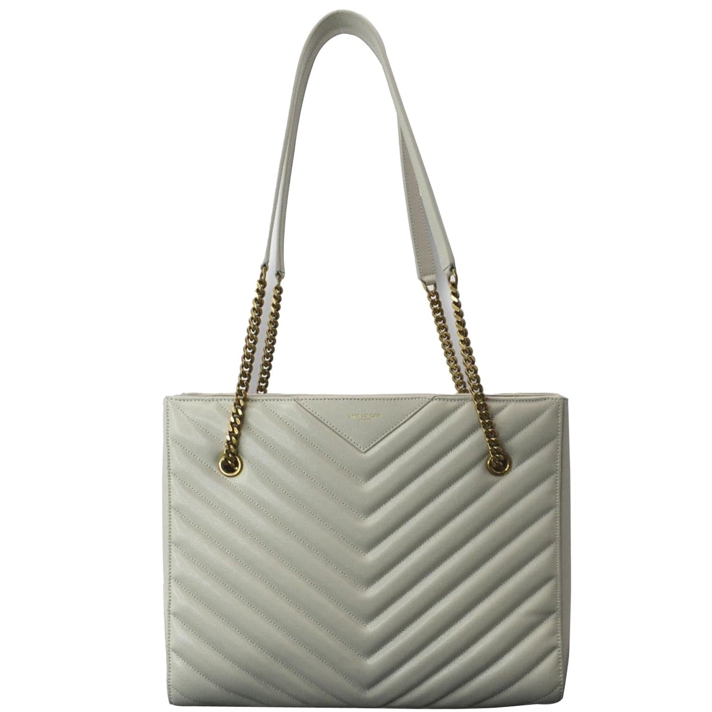 SAINT LAURENT Tribeca Medium Leather Shoulder Bag White