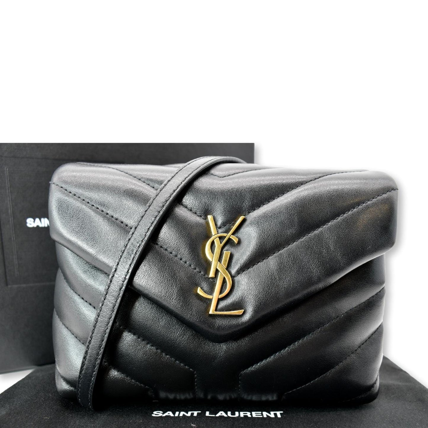 SAINT LAURENT Small Loulou Matelasse Leather Shoulder Bag Black