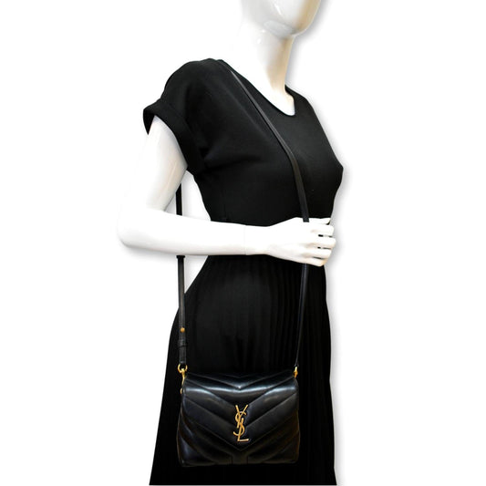 SAINT LAURENT Small Loulou Matelasse Leather Shoulder Bag Black