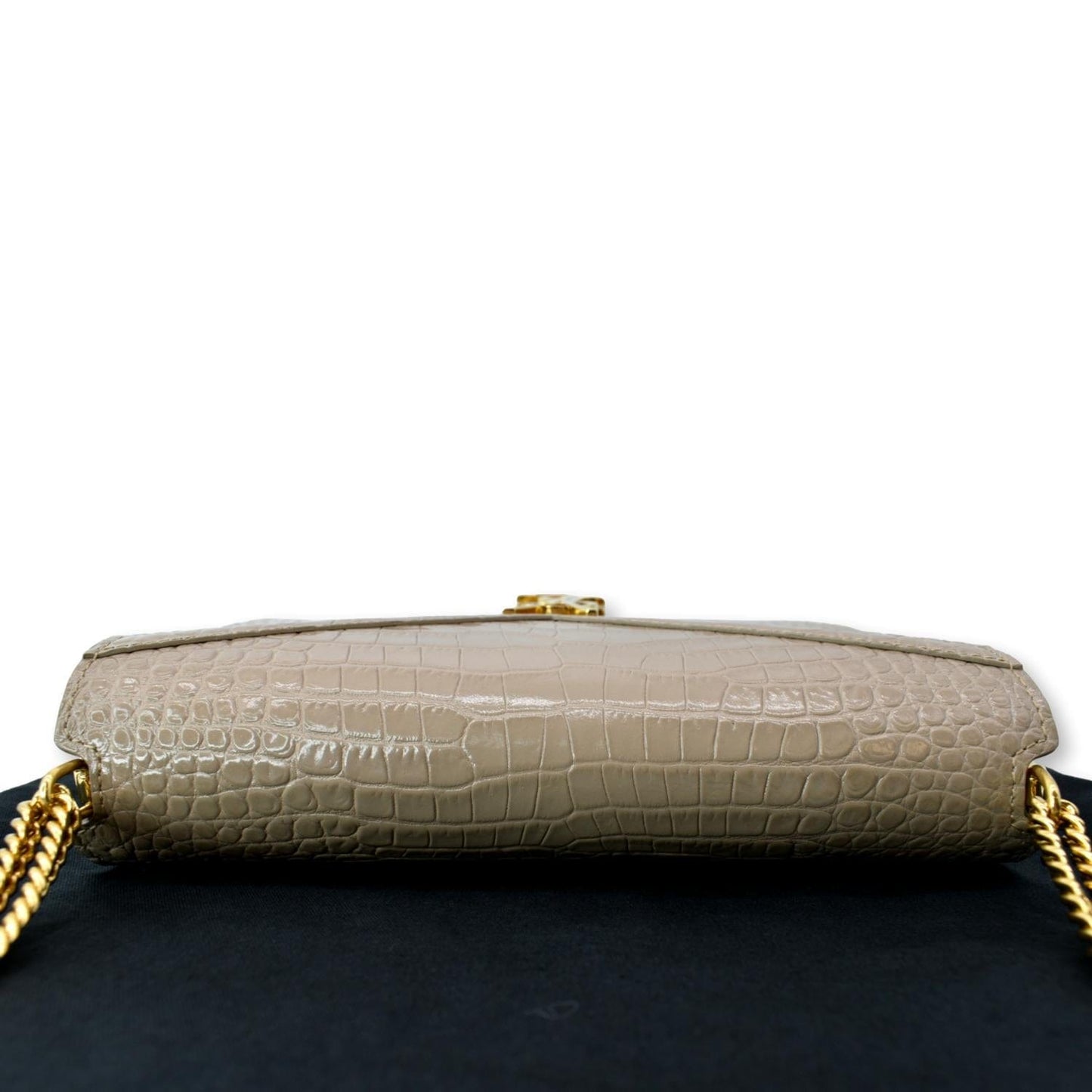 SAINT LAURENT Cassandra Top Handle Embossed Shoulder Bag Beige