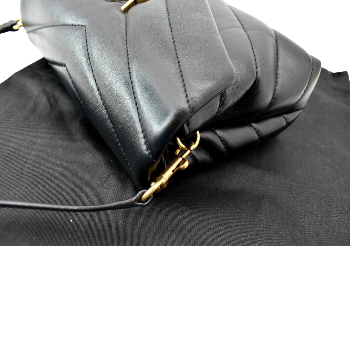 SAINT LAURENT Loulou Toy Matelasse Leather Crossbody Bag Black