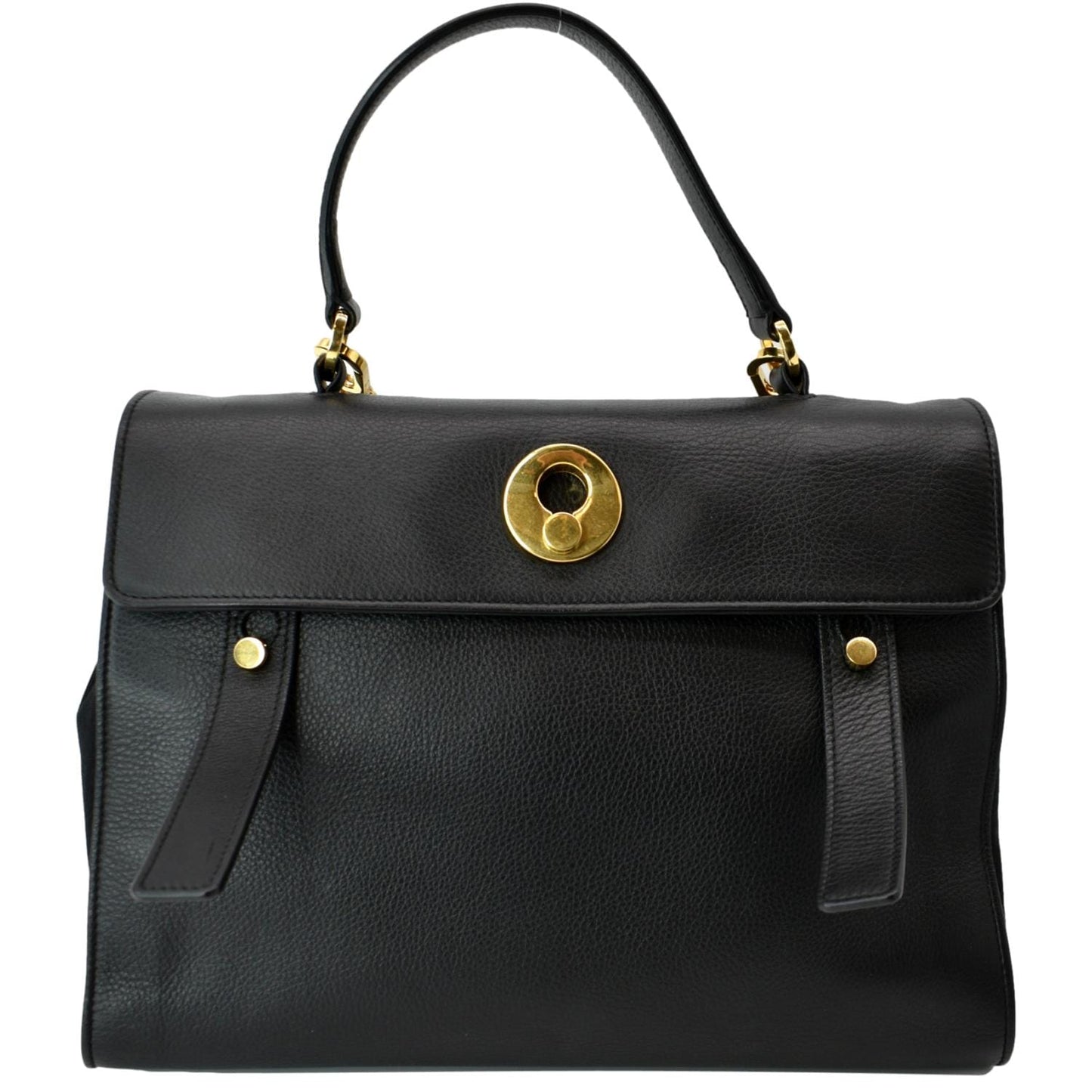 SAINT LAURENT M Two Medium Calfskin Satchel Shoulder Bag Black