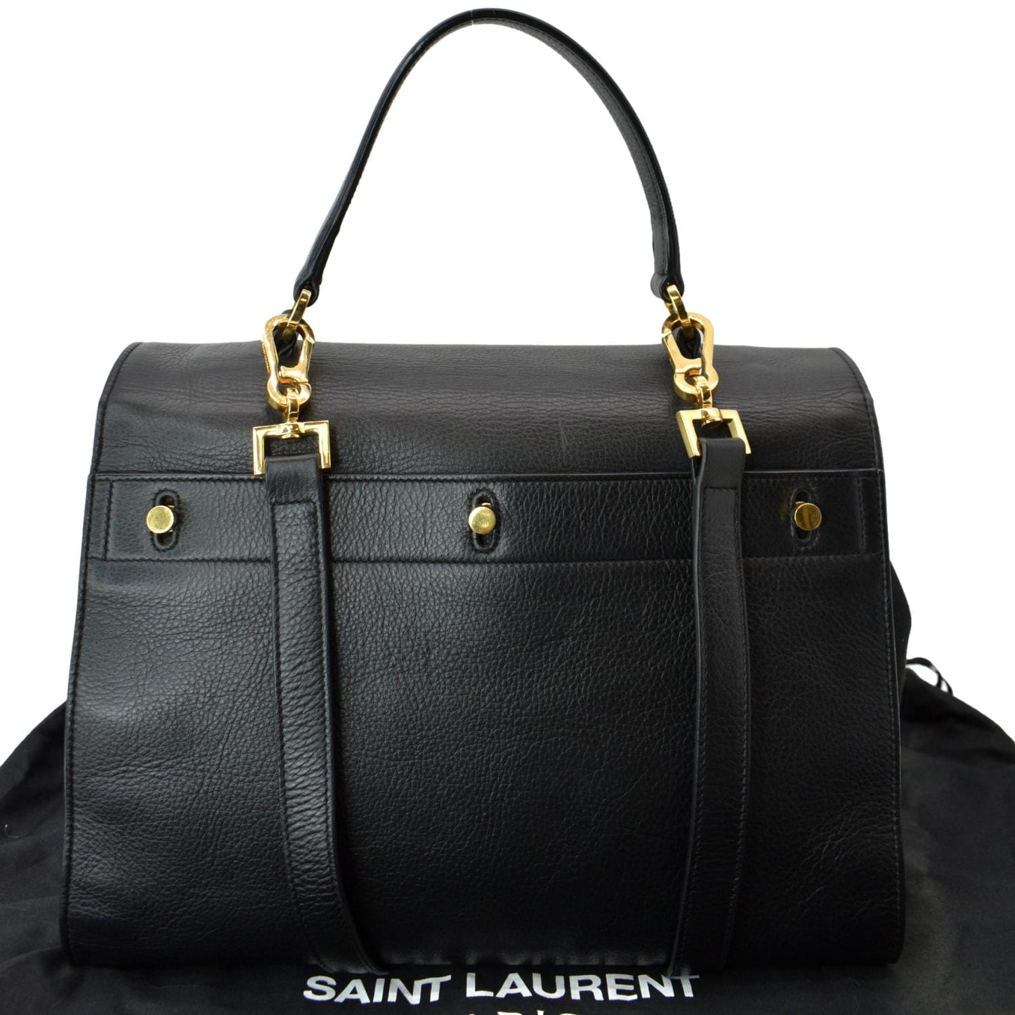 SAINT LAURENT M Two Medium Calfskin Satchel Shoulder Bag Black