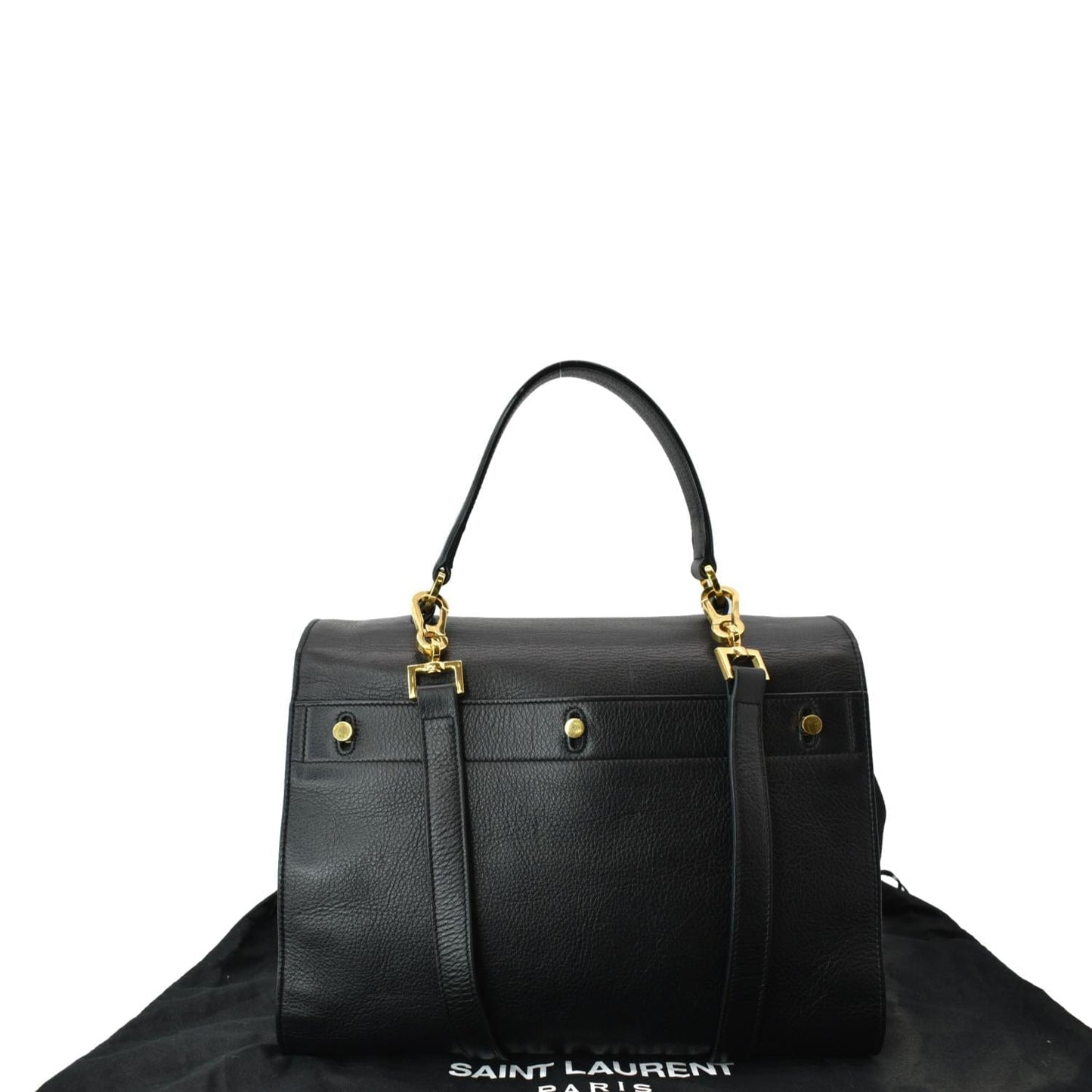 SAINT LAURENT M Two Medium Calfskin Satchel Shoulder Bag Black