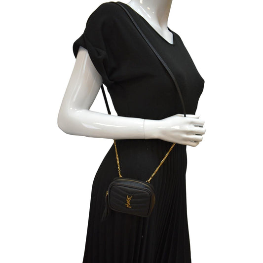 SAINT LAURENT Lou Leather Crossbody Bag Black