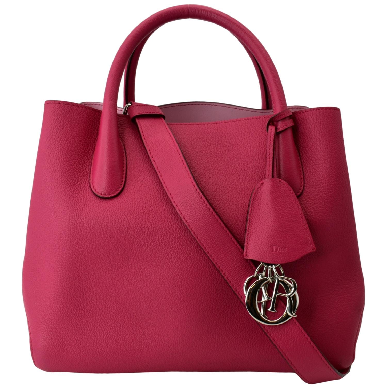 CHRISTIAN DIOR Open Bar Grained Leather Tote Bag Pink