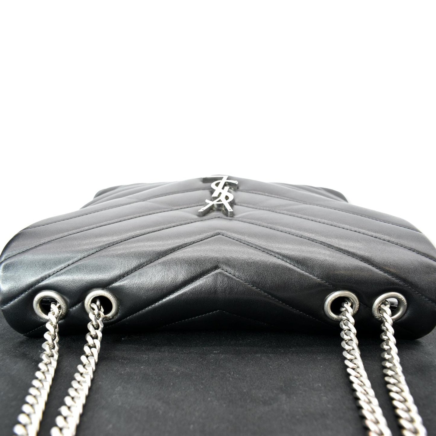 SAINT LAURENT Medium Loulou Matelasse Leather Chain Shoulder Bag Black
