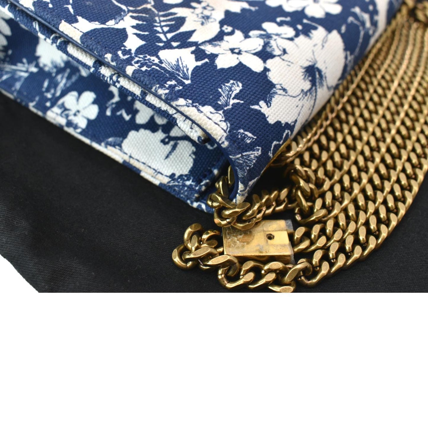 SAINT LAURENT Kate Floral Print Canvas Shoulder Bag Blue