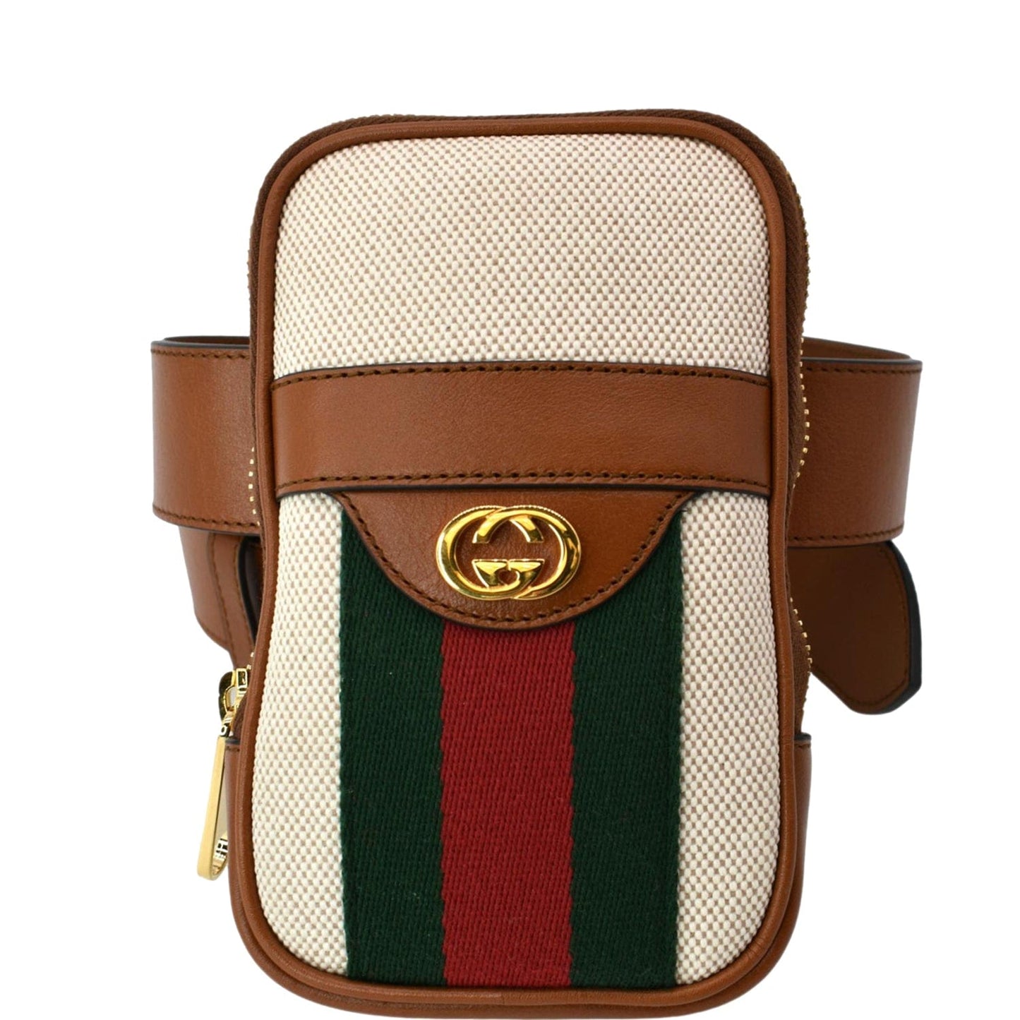 GUCCI Phone Case Canvas Belt Bag Dark Brown 581519