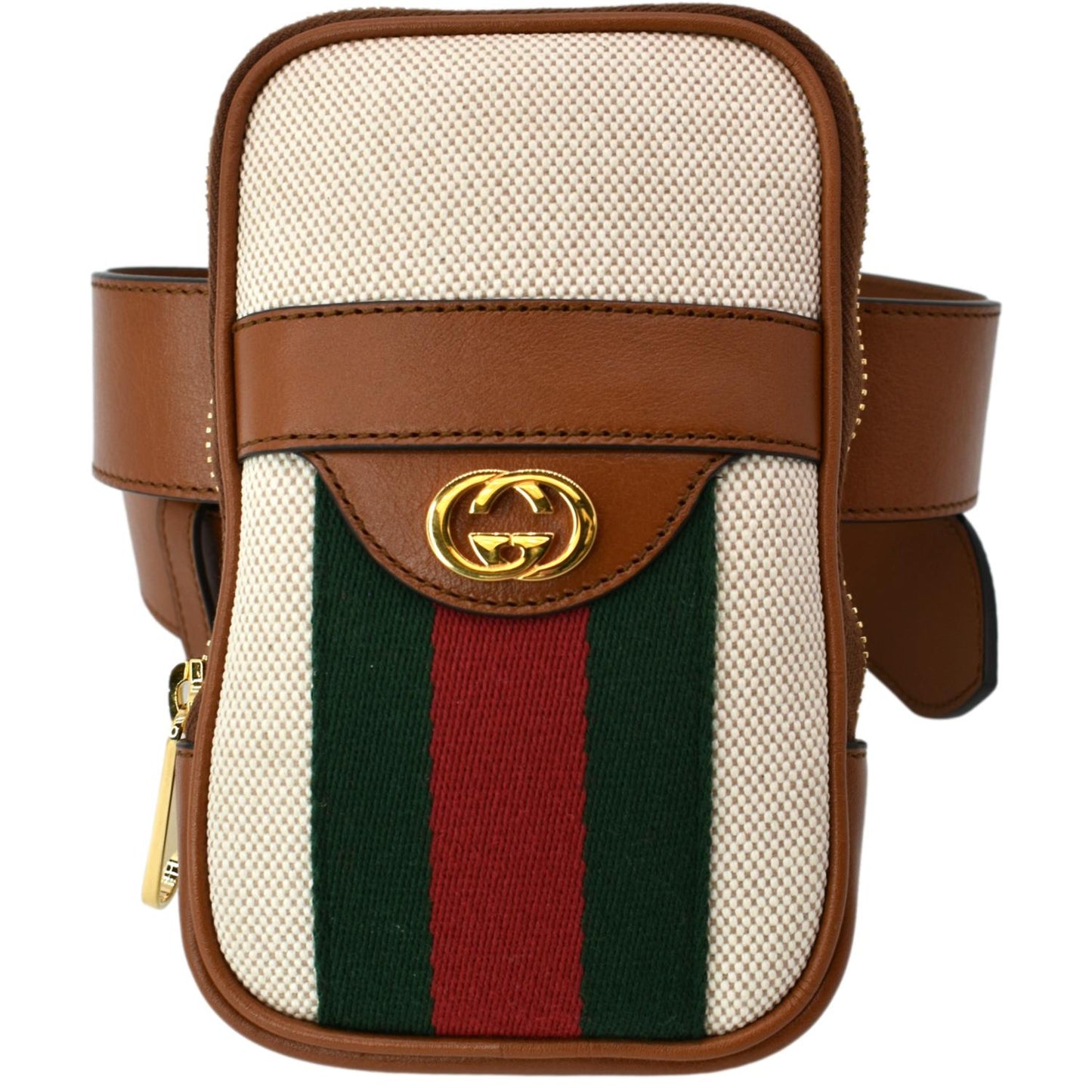 GUCCI Phone Case Canvas Belt Bag Dark Brown 581519