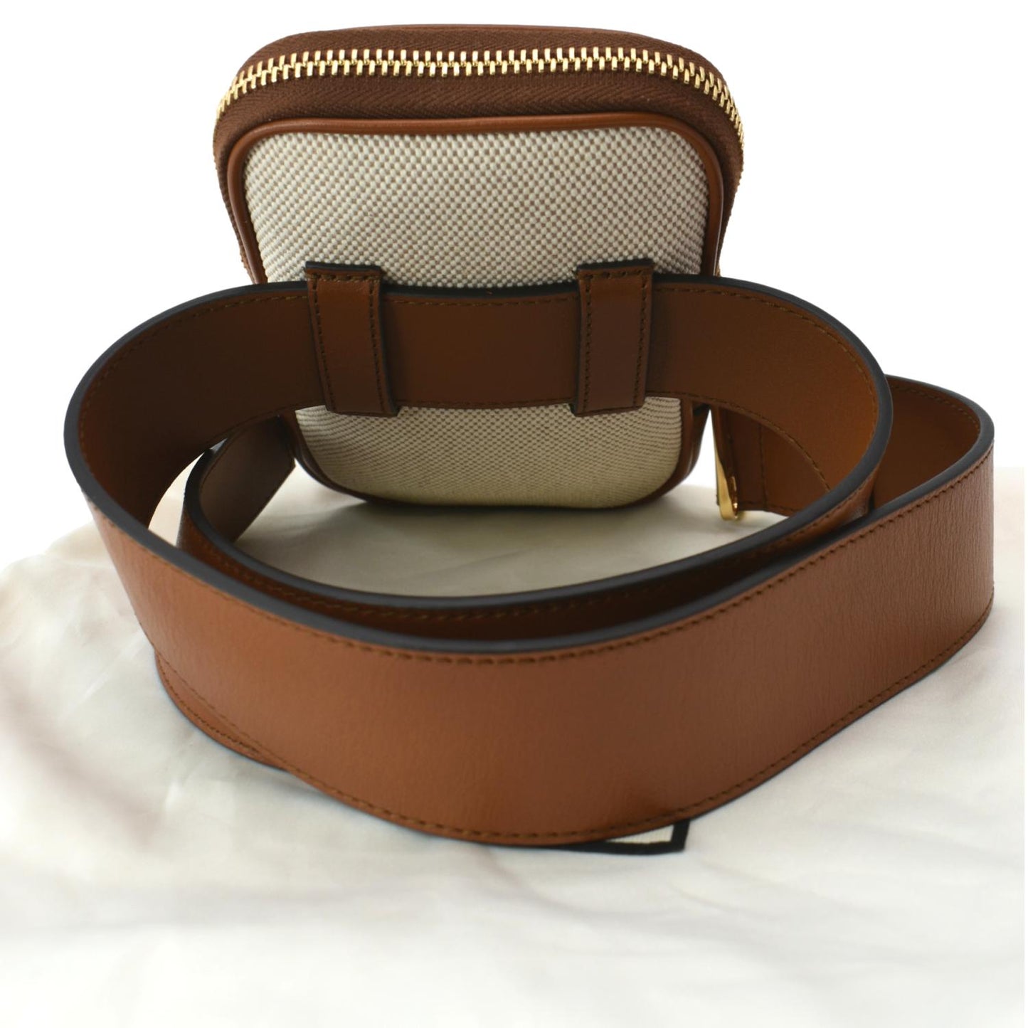 GUCCI Phone Case Canvas Belt Bag Dark Brown 581519