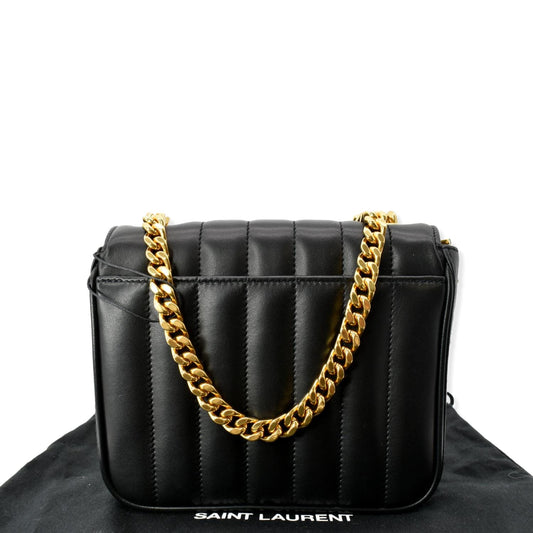 SAINT LAURENT Vicky Small Monogram Leather Chain Crossbody Bag Black