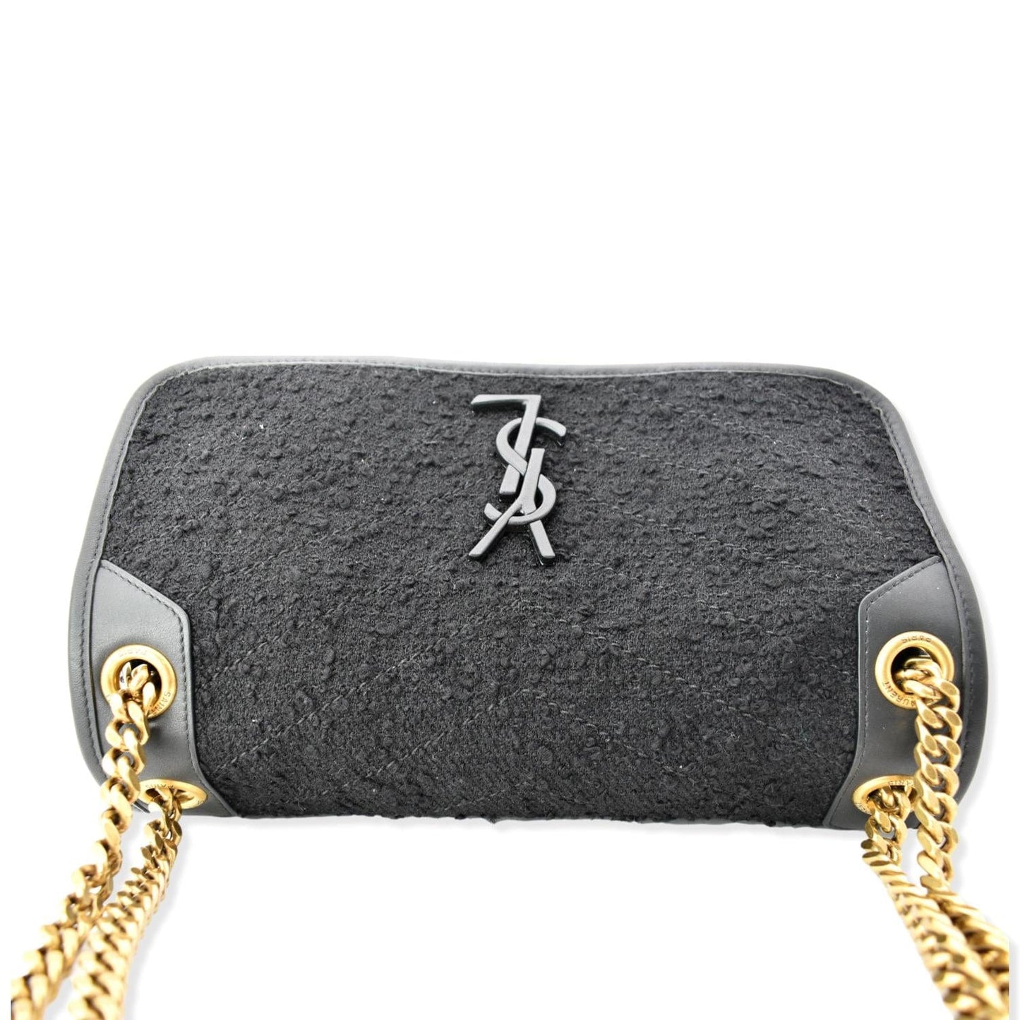 SAINT LAURENT Niki Medium Tweed Shoulder Bag Black
