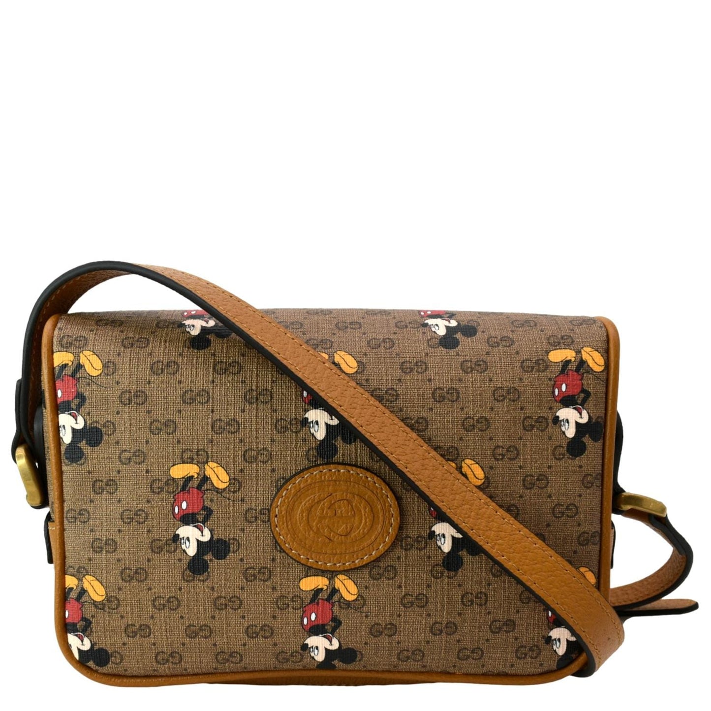 GUCCI x Disney Mickey Mo GG Supreme Coated Canvas Crossbody Bag Brown 602536