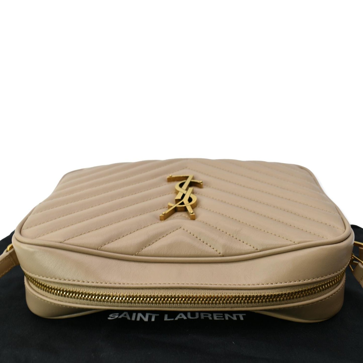 SAINT LAURENT Lou Leather Camera Crossbody Bag Beige