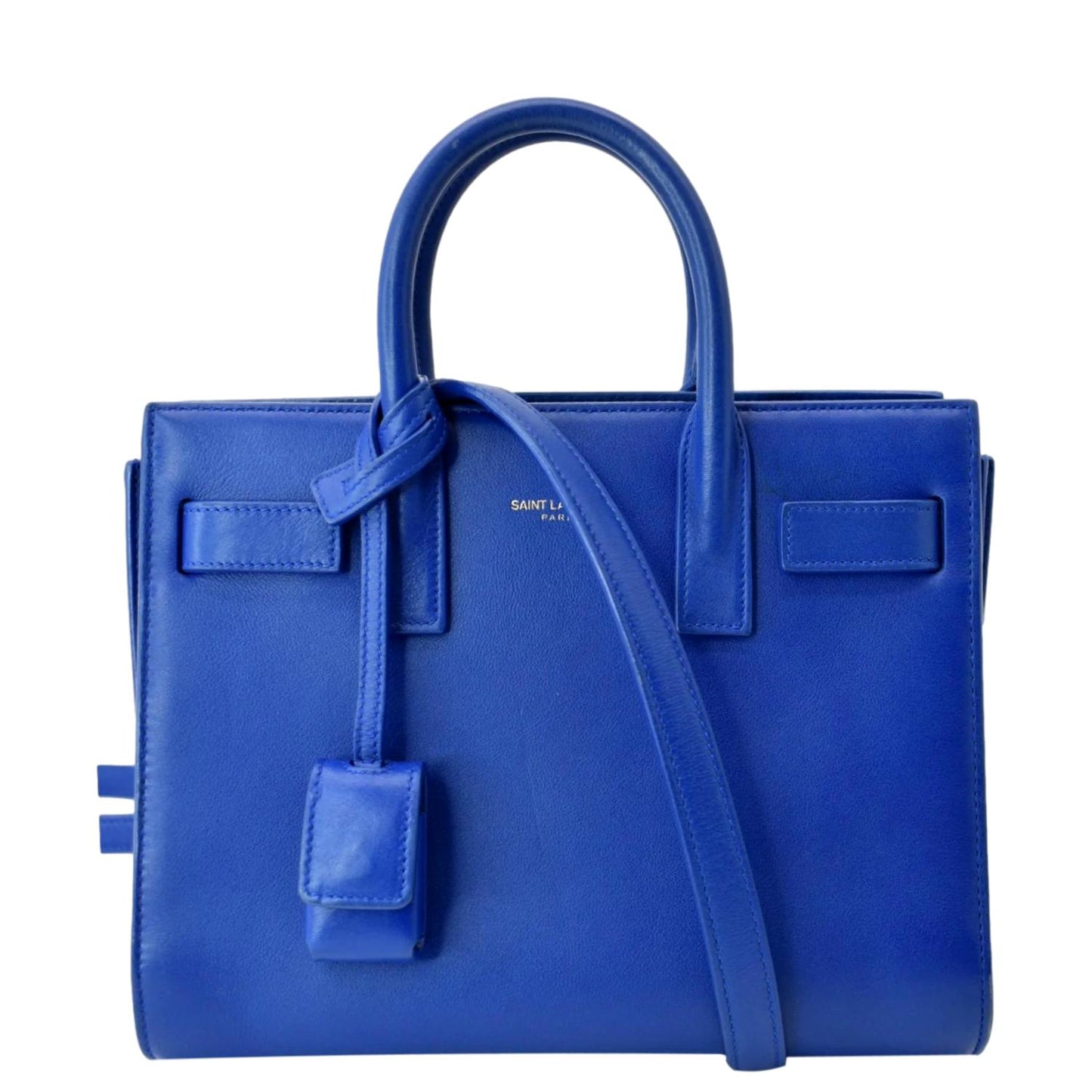 SAINT LAURENT Sac de Jour Leather Shoulder Bag Blue