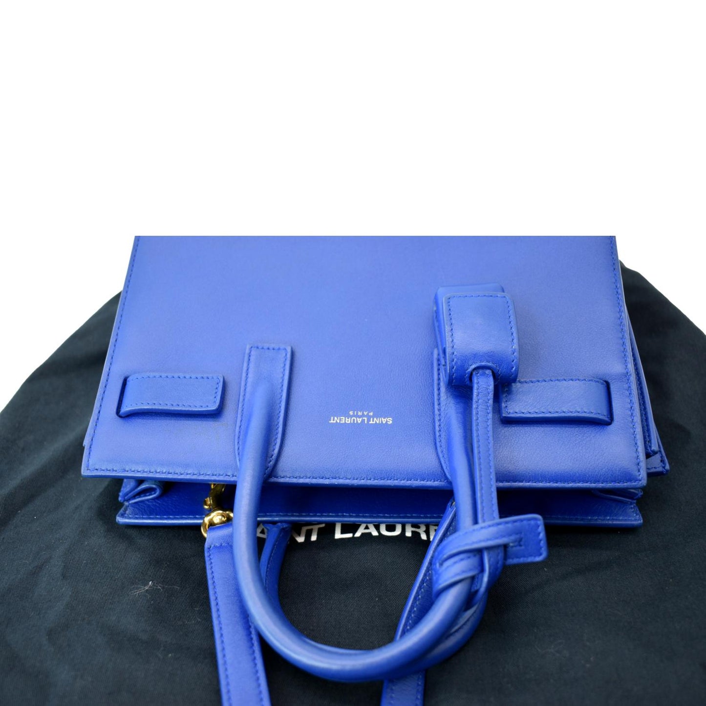 SAINT LAURENT Sac de Jour Leather Shoulder Bag Blue
