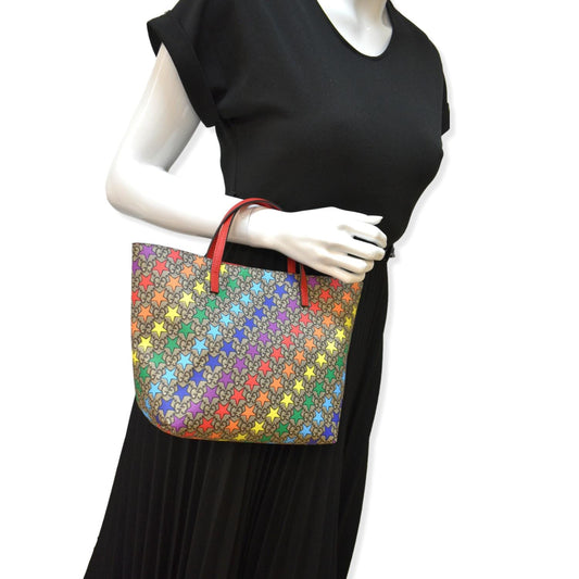 GUCCI Children's Rainbow Star Supreme Canvas Tote Bag Multicolor 410812