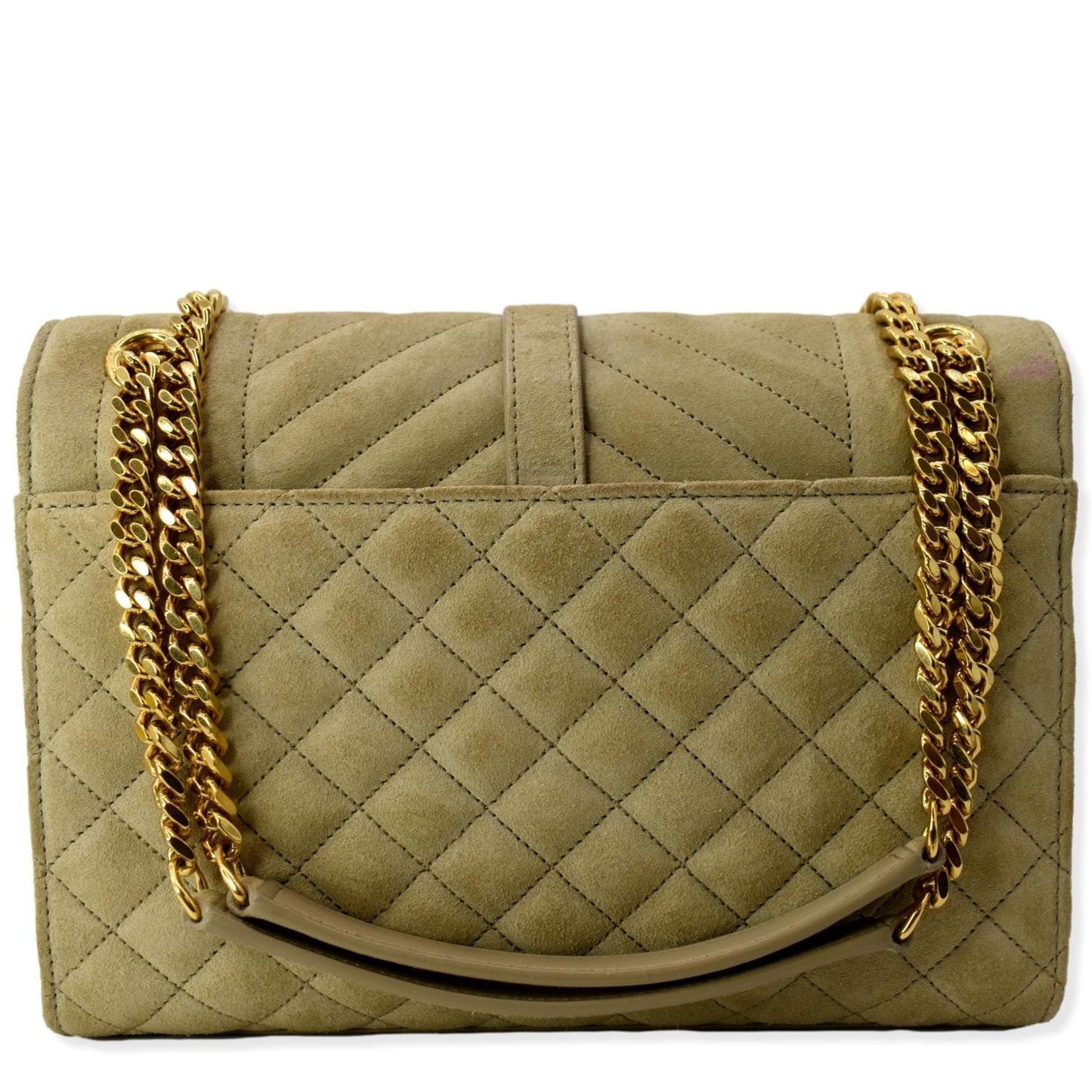 SAINT LAURENT Medium Envelope Matelasse Suede Crossbody Bag Beige