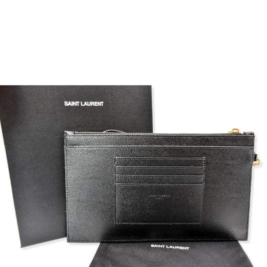 SAINT LAURENT Matelasse Large Bill Monogram Pouch Black