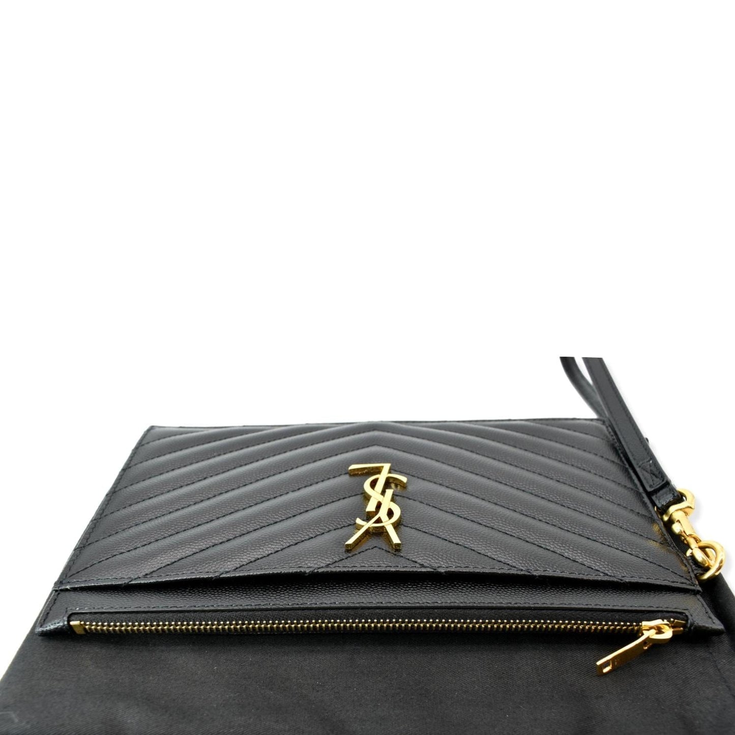 SAINT LAURENT Matelasse Large Bill Monogram Pouch Black