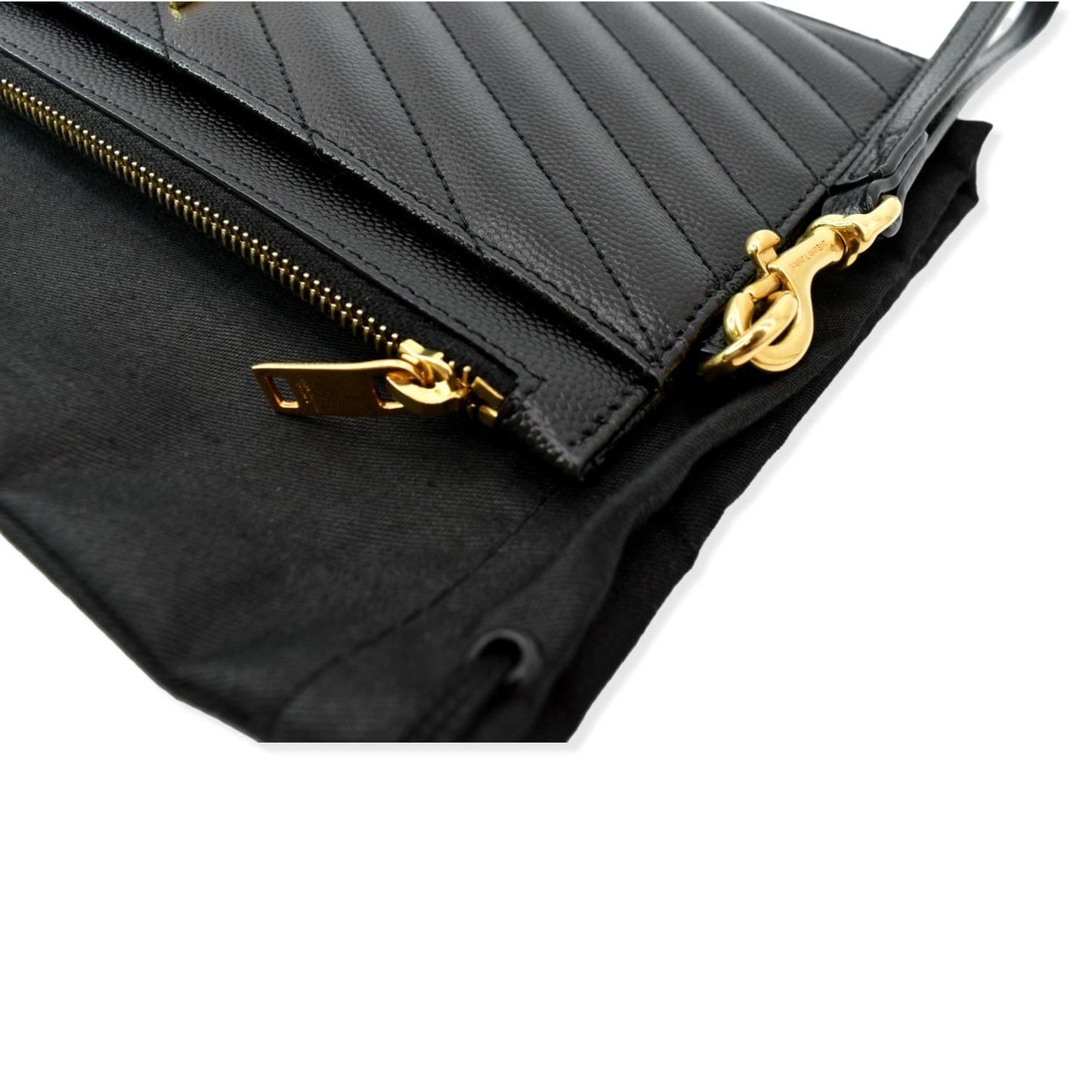 SAINT LAURENT Matelasse Large Bill Monogram Pouch Black