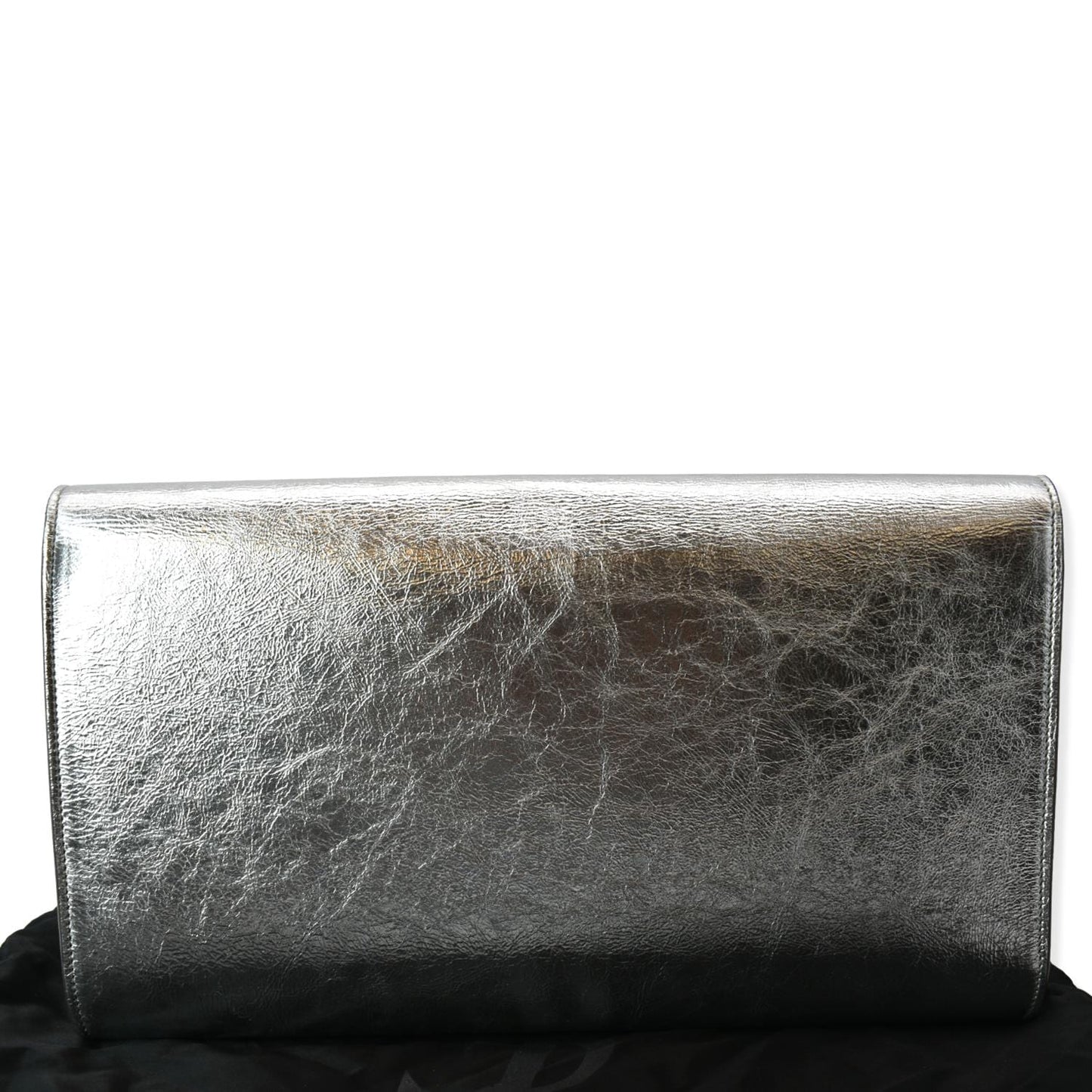 SAINT LAURENT Belle de Jour Leather Clutch Bag Silver