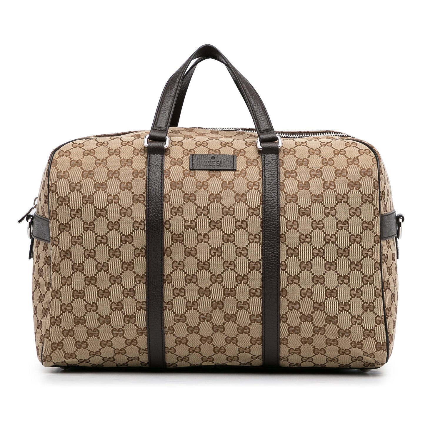 Gucci Brown Leather Canvas Shoulder Bag Style 5