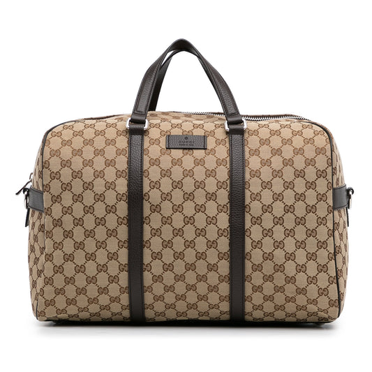 Gucci Brown Leather Canvas Shoulder Bag Style 5