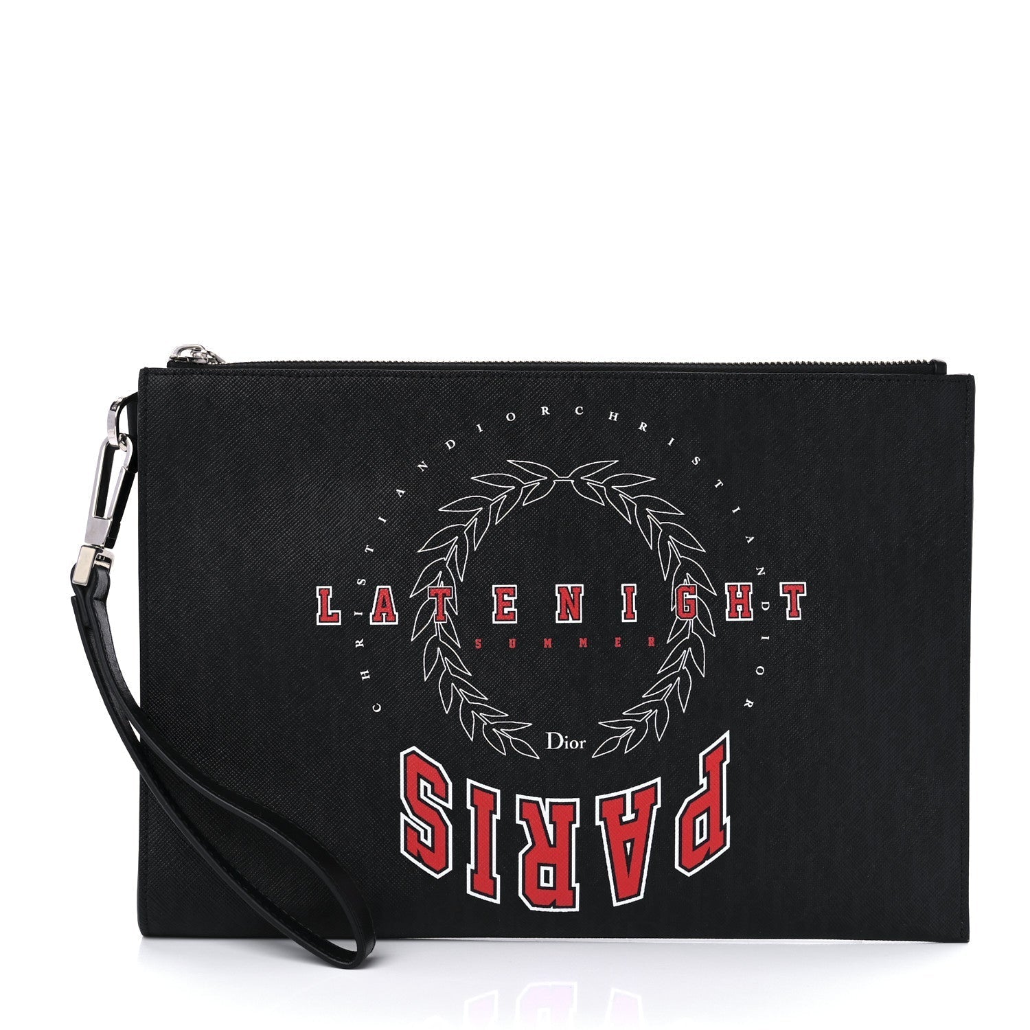 CHRISTIAN DIOR LATENIGHT PARIS CALFSKIN LEATHER CLUTCH WRISTLET